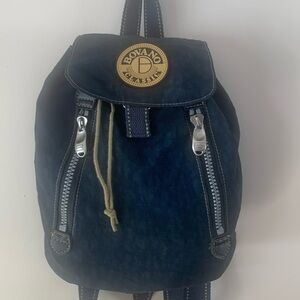Bovano navy blue fabric drawstring backpack